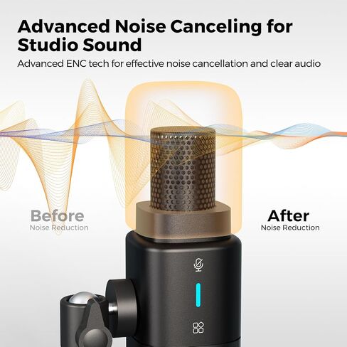 AM25X Gen3 USB/XLR Podcast Microphone for PC/Audio Mixer | Condenser Mic with Desk Stand for Stream/Podcast, USB-C Noise Canceling, Volume, Headphone Jack, Mute, XLR for Audio Mixers in Kuwait