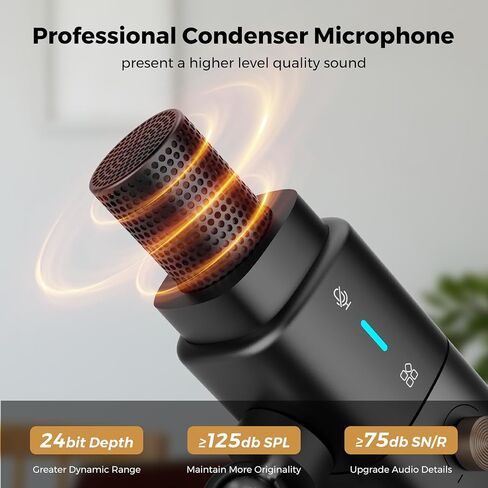 AM25X Gen3 USB/XLR Podcast Microphone for PC/Audio Mixer | Condenser Mic with Desk Stand for Stream/Podcast, USB-C Noise Canceling, Volume, Headphone Jack, Mute, XLR for Audio Mixers in Kuwait