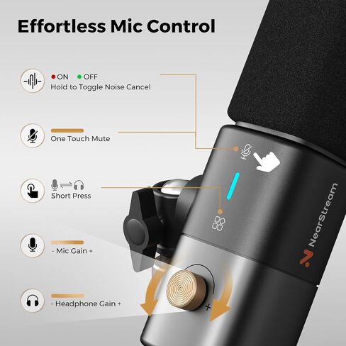 AM25X Gen3 USB/XLR Podcast Microphone for PC/Audio Mixer | Condenser Mic with Desk Stand for Stream/Podcast, USB-C Noise Canceling, Volume, Headphone Jack, Mute, XLR for Audio Mixers in Kuwait