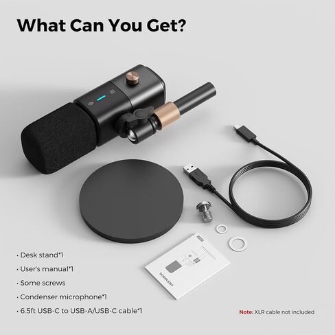 AM25X Gen3 USB/XLR Podcast Microphone for PC/Audio Mixer | Condenser Mic with Desk Stand for Stream/Podcast, USB-C Noise Canceling, Volume, Headphone Jack, Mute, XLR for Audio Mixers in Kuwait
