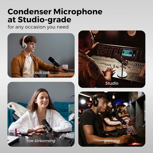 AM25X Gen3 USB/XLR Podcast Microphone for PC/Audio Mixer | Condenser Mic with Desk Stand for Stream/Podcast, USB-C Noise Canceling, Volume, Headphone Jack, Mute, XLR for Audio Mixers in Kuwait
