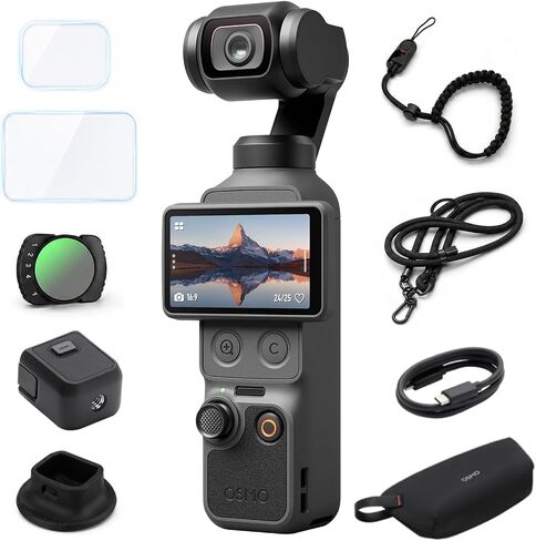 DJI Osmo Pocket 4 Traveler Combo, 4K Video Camera | 1″ CMOS & 4K/240fps, 3-Axis Stabilization, 2× Lossless Zoom, 107GB Built-in Storage, 10-bit D-Log in Saudi Arabia