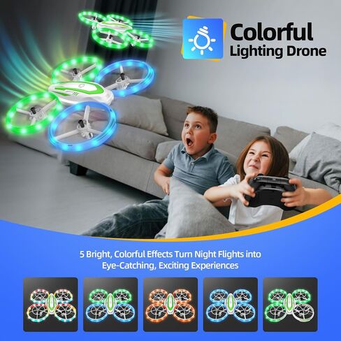 Mini Drone for Kids Beginners, RC Quadcopter Drone with Colorful Light, One Key Start, Altitude Hold, Headless Mode, 3D Flips, Indoor RC Helicopter Toy for Boys and Girls in Kuwait