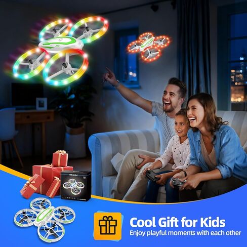 Mini Drone for Kids Beginners, RC Quadcopter Drone with Colorful Light, One Key Start, Altitude Hold, Headless Mode, 3D Flips, Indoor RC Helicopter Toy for Boys and Girls in Kuwait