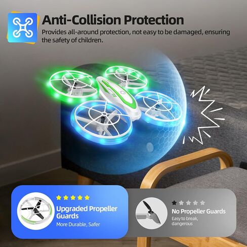 Mini Drone for Kids Beginners, RC Quadcopter Drone with Colorful Light, One Key Start, Altitude Hold, Headless Mode, 3D Flips, Indoor RC Helicopter Toy for Boys and Girls in Kuwait