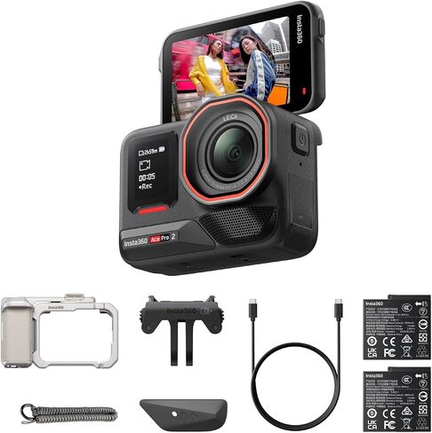 Insta360 Ace Pro 2 Xplorer Bundle Single Battery- 8K Waterproof Action Camera Co-Engineered with Leica, 1/1.3" Sensor, Dual AI Chip, Leading Low Light, Superior Audio, Flip Screen & AI Editing in Kuwait