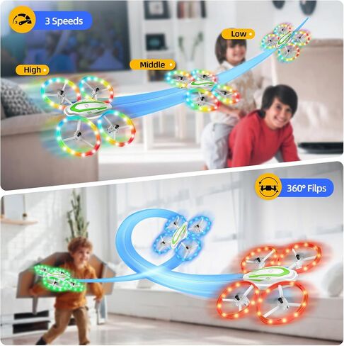 Mini Drone for Kids Beginners, RC Quadcopter Drone with Colorful Light, One Key Start, Altitude Hold, Headless Mode, 3D Flips, Indoor RC Helicopter Toy for Boys and Girls in Kuwait