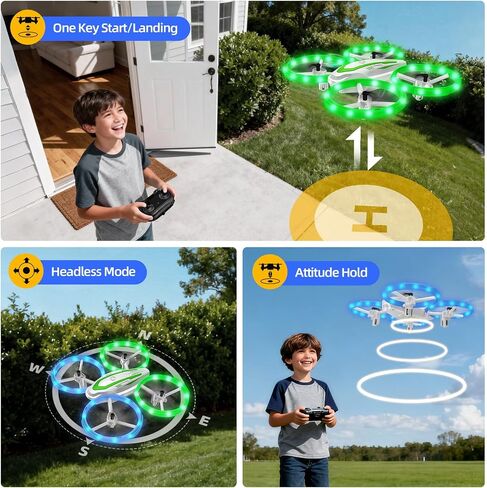 Mini Drone for Kids Beginners, RC Quadcopter Drone with Colorful Light, One Key Start, Altitude Hold, Headless Mode, 3D Flips, Indoor RC Helicopter Toy for Boys and Girls in Kuwait