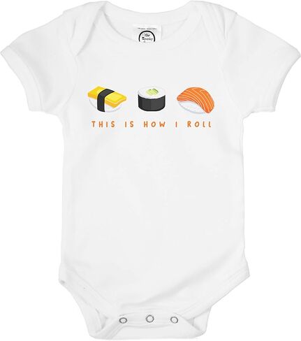 The Spunky Stork Unisex This is How I Roll Funny Organic Sushi Baby Bodysuit in Kuwait