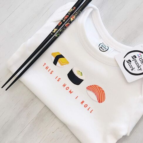 The Spunky Stork Unisex This is How I Roll Funny Organic Sushi Baby Bodysuit in Kuwait