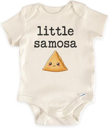 Little Samosa Baby Bodysuit, Indian Food Newborn (0-3 Months, Natural) | Desi Baby Gift, Kawaii Samosa Graphic, Indian Food Outfit, South Asian Newborn Photo Prop, Baby Shower in Kuwait