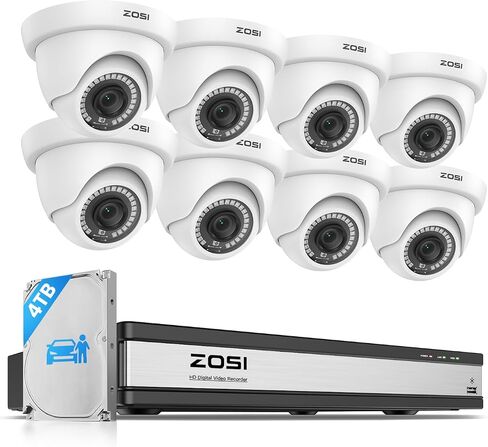 ZOSI 4 Pack 2MP 1080p HD-TVI Dome Security Camera Outdoor Indoor, 1920TVL | 24PCS LEDs, 80ft IR Night Vision, 90° Wide Angle, Metal Plastic Housing Weatherproof Surveillance CCTV Camera in Kuwait