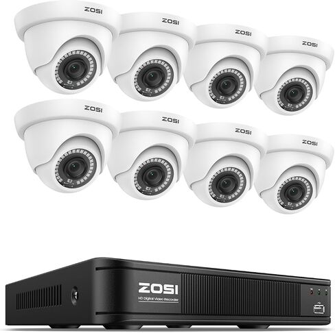 ZOSI 4 Pack 2MP 1080p HD-TVI Dome Security Camera Outdoor Indoor, 1920TVL | 24PCS LEDs, 80ft IR Night Vision, 90° Wide Angle, Metal Plastic Housing Weatherproof Surveillance CCTV Camera in Kuwait