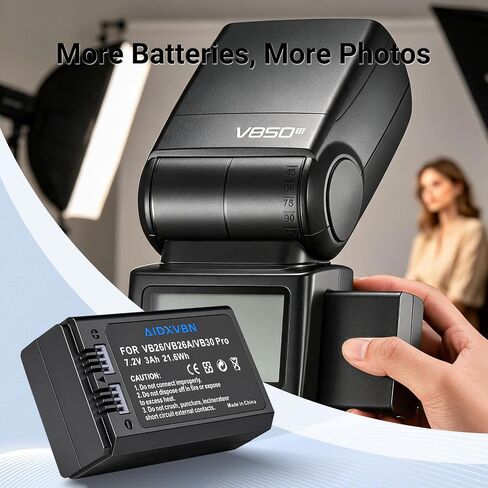 2-Pack Upgraded VB26B VB26A VB26 VB30 Pro Battery for GODOX V1 V1S V1N V1C V1F V1O V1 Flash and V860III V860III-S V860III-C V860III-N V860III-O V860III-F V850III Camera Flash Speedlite in Kuwait