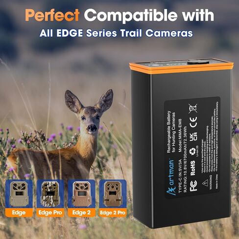 Artman 6700mAh Power Mag Rechargeable Lithium-Ion Battery Pack Replacement for Edge Trail Camera Battery, Compatible with Moultrie Edge Series, Edge PRO, Edge 2, Edge 2 PRO Trail Cameras in Saudi Arabia