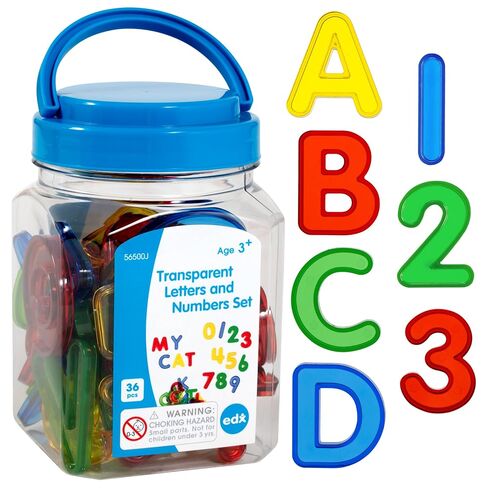 edxeducation Transparent Letters and Numbers, Mini Jar | Colorful, Plastic Letters and Numbers, Light Box Accessories for Kids in Kuwait