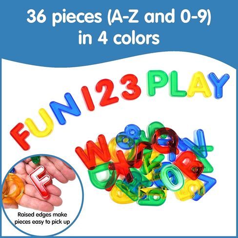 edxeducation Transparent Letters and Numbers, Mini Jar | Colorful, Plastic Letters and Numbers, Light Box Accessories for Kids in Kuwait