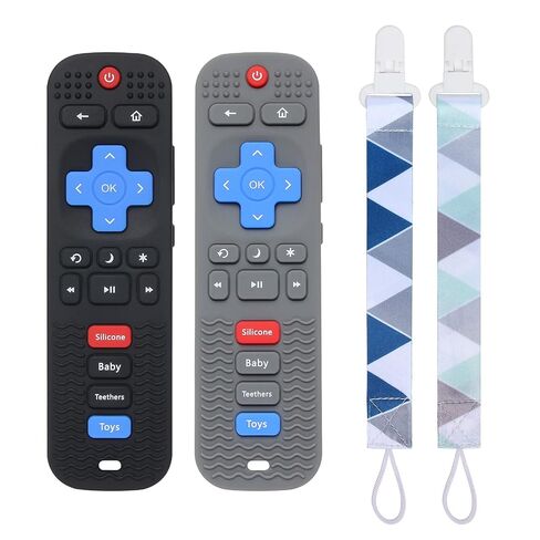 Eascrozn 2 Pack Silicone Baby Teething Toys, Remote Control Shape | Teethers for Babies 6-12 Months Chew Toys, BPA Free, Soft Silicone Teether Sensory Exporation and Teething Relief Baby Toys. in Kuwait