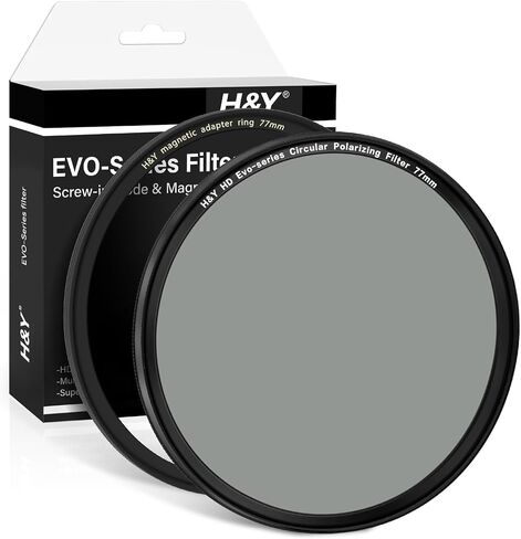 H&Y EVO 77mm CPL Filter, Circular Polarizer Magnetic 2-in-1 | 77mm Circular Polarizer, German Optical Glass, HD Nano Coating, Aluminum Frame in Kuwait