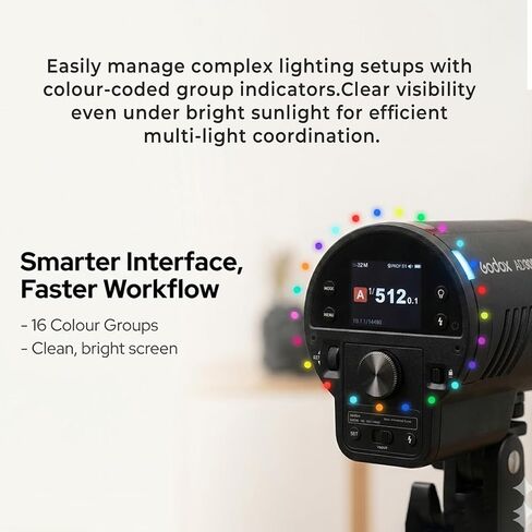 Godox AD300 Pro II AD300Pro II 300Ws TTL Outdoor Flash, HSS 1/8000s, 2.4G | GN58 Output, One-Tap Sync with X3, 30W Bi-Color Modeling Lamp, Freeze Mode, 500 Full Power Flashes, 1/512-1/1 ±0.1 in Kuwait