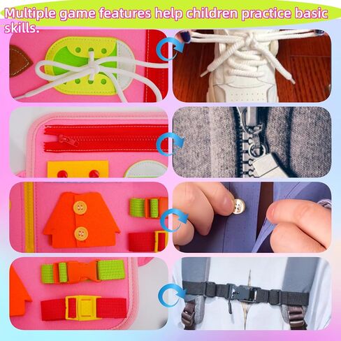 Busy Board for Toddlers，Montessori Busy Board with Sensory Activities, Fine Motor Skills Learning Toy, Travel Activity Book for Airplane and Car, Educational Gift for Boys and Girls in Kuwait
