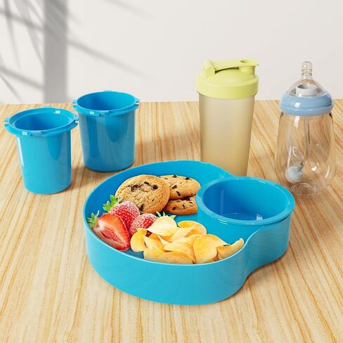 Car Seat Snack Tray for Kids: Kids Car Travel Tray with Cup Holder, Toddlers Road Trip Essential, Snacks Food Plate for Stroller, SnackTray with a Cup Holder (1, Sky Blue) in Kuwait