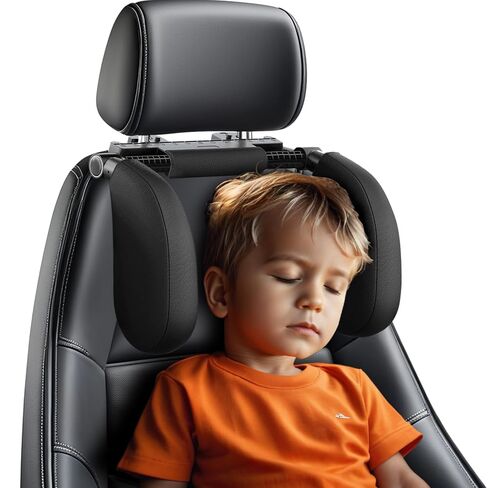 Car Headrest Pillow, Thickened Memory Foam Road Pal Headrest, Neck Support Pillow, 180° Adjustable Car Headrest, U- Shaped Design, Travel Car Sleeping,Suitable for Kids and Adults (Black) in Kuwait