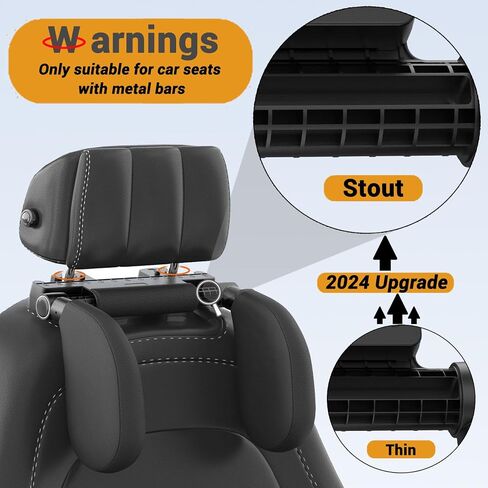 Car Headrest Pillow, Thickened Memory Foam Road Pal Headrest, Neck Support Pillow, 180° Adjustable Car Headrest, U- Shaped Design, Travel Car Sleeping,Suitable for Kids and Adults (Black) in Kuwait