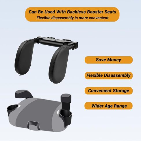 Car Headrest Pillow, Thickened Memory Foam Road Pal Headrest, Neck Support Pillow, 180° Adjustable Car Headrest, U- Shaped Design, Travel Car Sleeping,Suitable for Kids and Adults (Black) in Kuwait