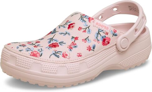 Crocs Unisex-Adult Classic Crafted Canvas Clogs for Men and Women, Floral Cotton Candy, 8 Women/6 Men in Kuwait