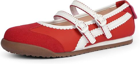 Tigeridea Mary Jane Sneakers Two Strap Rounded Toe Ballet Flats for Women | Mary Jane Shoes, Sneakerina Flats, Shopping and Walking Shoes for Mordern Women, Student, Mom and Office Lady. in Saudi Arabia