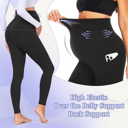 GROTEEN 3 Pack Maternity Capri Leggings with Pockets Over Belly Yoga Pants | Yoga Pants, Workout, Casual, Work, Clothes, Outfits, Sets, Sweatpants, Super Soft, Tights, Pregnancy Must Haves, Essentials in Kuwait