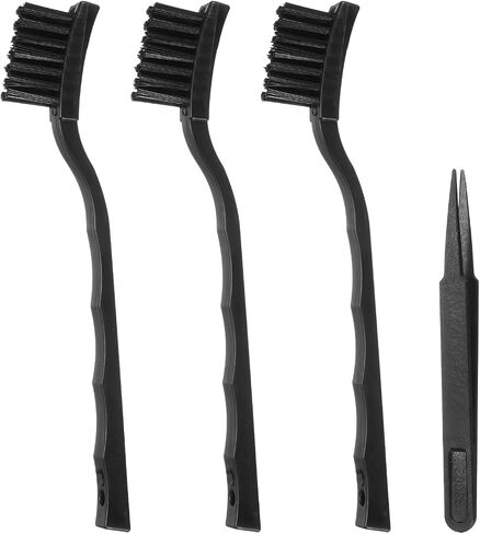 PATIKIL ESD Brush, 5Pcs Electronic Cleaning Brush Set with Tweezers Anti Static Cleaning Tools Plastic Angled Handle Nylon for PCB Computer Keyboard Camera 3D Printers, 16x39mm Bristles in Kuwait