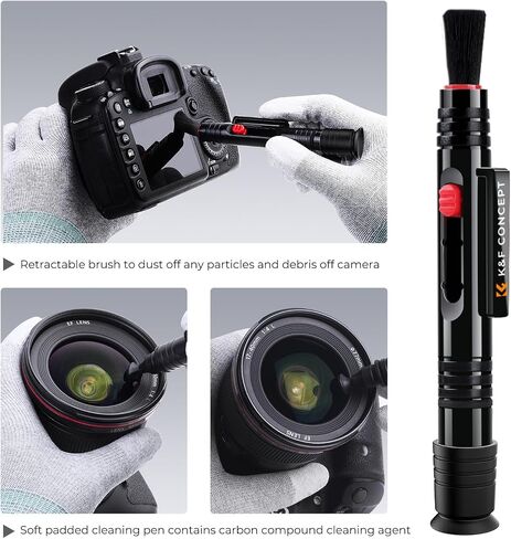 K&F CONCEPT Professional Lens Cleaning Pen X3,Carbon Head,Soft Brush | 3-in-1 Cleaning Effect,Deep Cleaning,Telescopic Button,for Canon Nikon,Camera Optical Lenses and Glasses Clean, MP04 in Kuwait