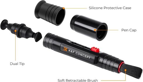 K&F CONCEPT Professional Lens Cleaning Pen X3,Carbon Head,Soft Brush | 3-in-1 Cleaning Effect,Deep Cleaning,Telescopic Button,for Canon Nikon,Camera Optical Lenses and Glasses Clean, MP04 in Kuwait