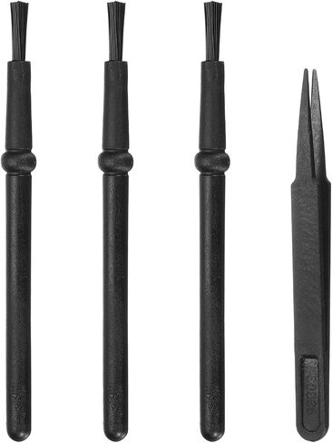 PATIKIL ESD Brush, 3Pcs Electronic Cleaning Brush Set with Tweezers Anti Static Cleaning Tools Plastic Round Head Nylon for PCB Computer Keyboard Camera 3D Printers, 18x11mm Bristles in Kuwait