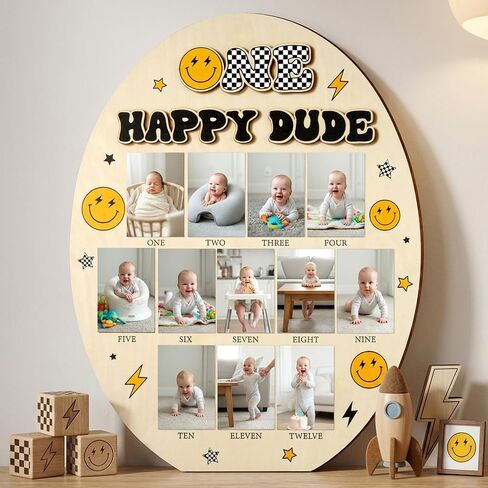 R HORSE My First Year Photo Display Wood Board | Baby’s First Year Picture Frame, 12 Months Milestone Board Bear Shape, Birthday Baby Keepsake Nursery Decor Gift for Boy Girl in Kuwait