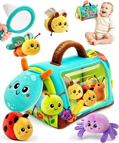 Baby Sensory Toys 6-12 Months, Surprise Insect House with 6 Stuffed Animals | Tummy Time Toys with Rattle, Squeaker, Crinkle & Mirror, Montessori Toys for 6 Month Old, 1 Year Old Boy Girl Birthday Gifts in Kuwait