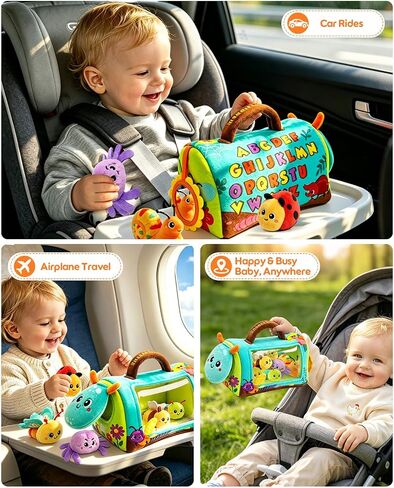Baby Sensory Toys 6-12 Months, Surprise Insect House with 6 Stuffed Animals | Tummy Time Toys with Rattle, Squeaker, Crinkle & Mirror, Montessori Toys for 6 Month Old, 1 Year Old Boy Girl Birthday Gifts in Kuwait