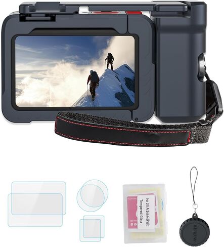 YETAKKR Camera Protection Kit for DJI OSMO Action 6 Aluminum Grip Set - 11-Piece Bundle: Street Photography Handle + Protective Cage + 9H Screen Protector + Wrist Strap Bundle Accessories in Kuwait