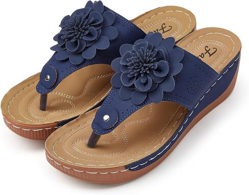 Epsion Women's Arch Support Wedge Slide Sandals Summer Beach Flip Flops with Flower Comfortable Outdoor Dressy Thong Slipper in Saudi Arabia