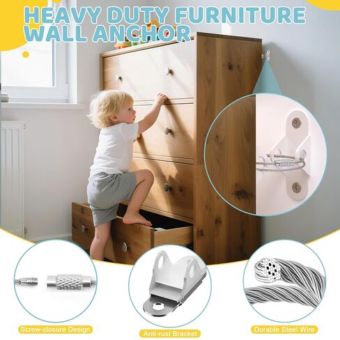 4our Kiddies 56-Piece Baby Proofing Kit & Child Safety Essentials | Child Proof Cabinet Locks x 6 ;Clear Corner Protectors x12; Plug Outlet Covers x 32; Anti-Tip Furniture Anchors x 6; in Kuwait