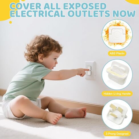 4our Kiddies 56-Piece Baby Proofing Kit & Child Safety Essentials | Child Proof Cabinet Locks x 6 ;Clear Corner Protectors x12; Plug Outlet Covers x 32; Anti-Tip Furniture Anchors x 6; in Kuwait
