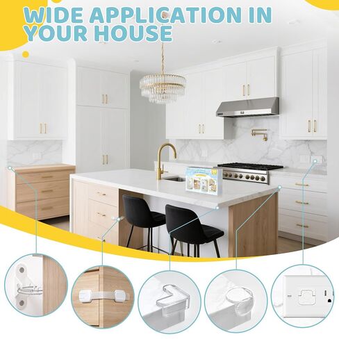 4our Kiddies 56-Piece Baby Proofing Kit & Child Safety Essentials | Child Proof Cabinet Locks x 6 ;Clear Corner Protectors x12; Plug Outlet Covers x 32; Anti-Tip Furniture Anchors x 6; in Kuwait