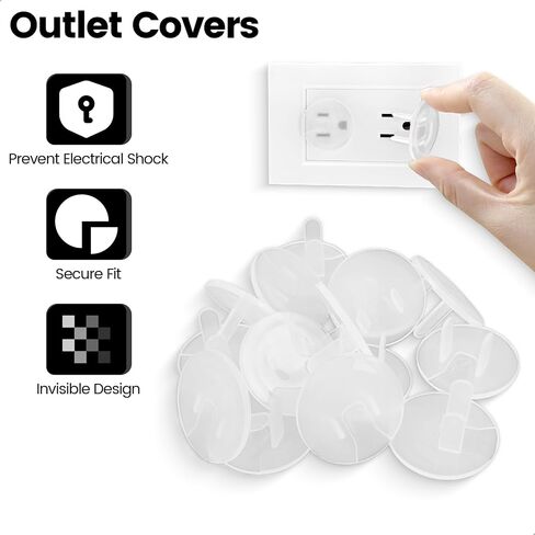 MOJOTORY Clear Outlet Covers for Baby Proofing, 30pcs | Invisible Design, Plug Protector Covers, Electrical Outlet Child Safety Covers, Durable, For Home School and Daycares in Kuwait