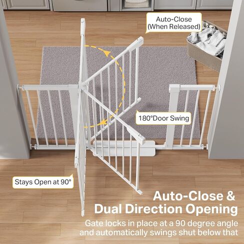 Cumbor 36 in Extra Tall Baby Gate for Stairs, 29.7-51.5 in Dog Gate White | Auto Close & Double Lock for Doorways, One-Hand Open Child Gate for Toddler & Pets Indoor, Pressure or Hardware Mounted in Kuwait