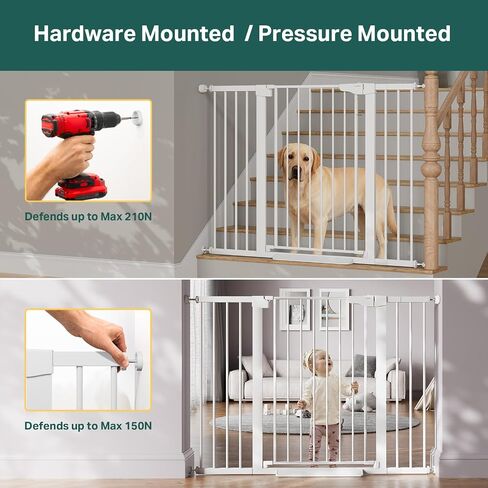 Cumbor 36 in Extra Tall Baby Gate for Stairs, 29.7-51.5 in Dog Gate White | Auto Close & Double Lock for Doorways, One-Hand Open Child Gate for Toddler & Pets Indoor, Pressure or Hardware Mounted in Kuwait