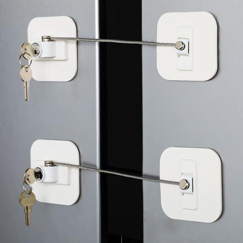 Locks for Refrigerator,2 Pack Fridge Lock with Keys,Lock for a Fridge,White Refrigerator Lock in Kuwait