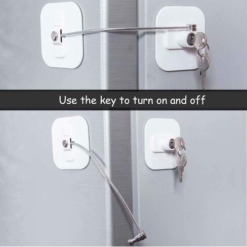 Locks for Refrigerator,2 Pack Fridge Lock with Keys,Lock for a Fridge,White Refrigerator Lock in Kuwait