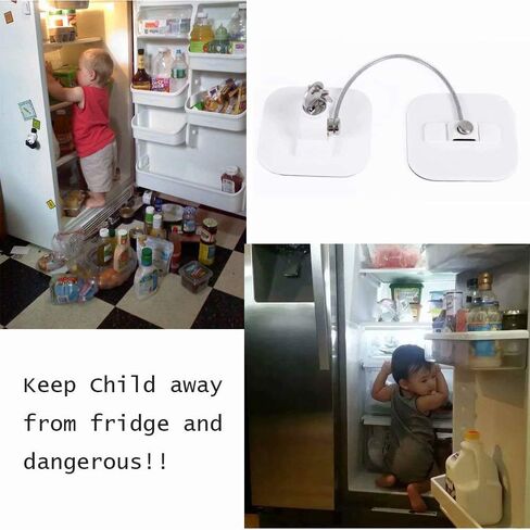 Locks for Refrigerator,2 Pack Fridge Lock with Keys,Lock for a Fridge,White Refrigerator Lock in Kuwait